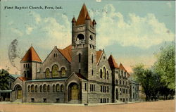 First Bapist Church Peru, IN Postcard Postcard