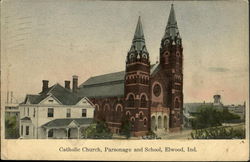 Catholic Church, Parsonage and School Postcard