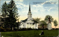 Congregational Church and Soldier's monument, Memorial park Postcard