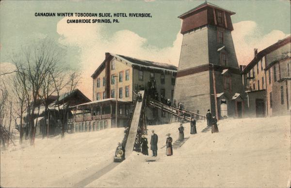 Canadian Winter Toboggan Slide, Hotel Riverside Cambridge Springs Pennsylvania