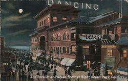 Auditorium and Ocean Front at Night Postcard