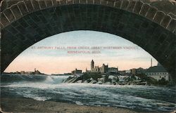 St Anthony Falls, From Under Great Northern Viaduct Minneapolis, MN Postcard Postcard Postcard