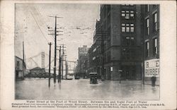 View of major Flooding along Water Street at the Foot of Wood Street Postcard