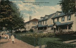 Jefferson Avenue showing Public School Postcard