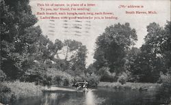 Pond with Boat in Michigan South Haven, MI Postcard Postcard Postcard