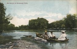 Boating on the Milwaukee River Postcard