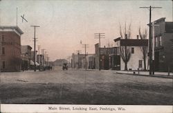 Main Street, Looking East Peshtigo, WI Postcard Postcard Postcard