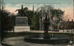 Statue of Gen. J.F. Hartranft and Fountain, Capitol Park Postcard