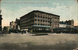 Commonwealth Hotel and Market Square Harrisburg, PA Postcard Postcard Postcard