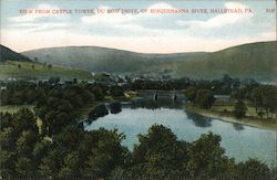 View From Castle Tower, Du Bois' Drive, of Susquehanna River Hallstead, PA Postcard Postcard Postcard