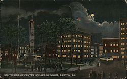 South Side of Center Square at Night Easton, PA Postcard Postcard Postcard