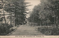 Drive along Lake Wesauking-near, Towanda Pennsylvania Postcard Postcard Postcard