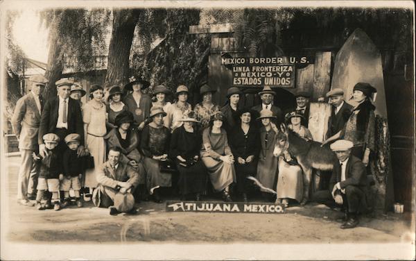 Large Group at US-Mexico Border Tijuana