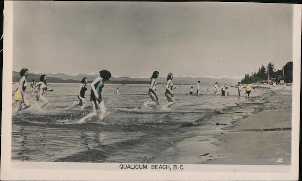 Bathers at Beach Qualicum Beach BC Canada British Columbia