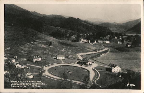 Agency Circle and School, Cherokee Indian Reservation North Carolina