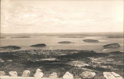 Looking Down To Bar Harbor Frenchman's Bay & The Porcupines From Summit Road On Cadillac Mountain-Arcadia National Park Maine Po Postcard