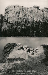 Mount Rushmore Before and After Carging Postcard