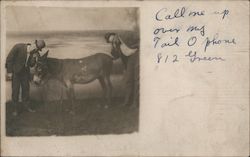 Men with Donkey: Call me up on my Tail-o-phone Postcard