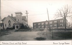 Methodist Church and High School Postcard