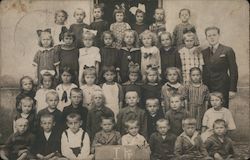 A group portrait of 40 children and teacher Czech? Postcard