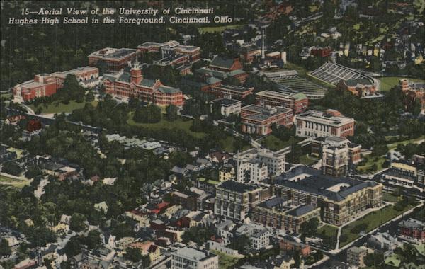 Aerial View of the University of Cincinnati, Hughes High School in the Foreground Ohio