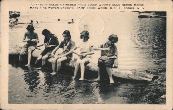 Girls Sitting on a log near Beach Wood's Blue Heron Marsh Sodus New York