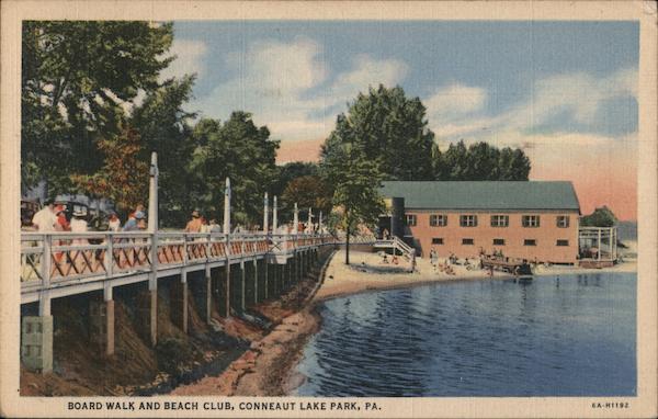 Board Walk and Beach Club Conneaut Lake Park Pennsylvania