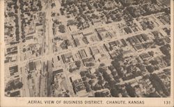 Aerial View of Business District Chanute, KS Postcard Postcard Postcard