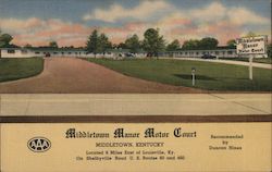 Middletown Manor Motor Court Kentucky Postcard Postcard Postcard