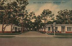 Exterior of Aero Motel Postcard