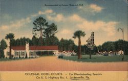 Colonial Hotel Courts Jacksonville, FL Postcard Postcard Postcard