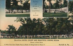 Scotties Hotel Court and Beautiful Dining Room Postcard