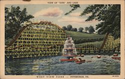 West View Park Roller coaster Postcard