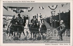 Marvin Ramsey Lassoing Five Racing Rodeo Horses Fort Worth, TX Rodeos Postcard Postcard Postcard