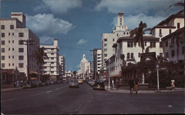 Looking North on Collins Avenue Miami Beach Florida