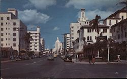 Looking North on Collins Avenue Postcard