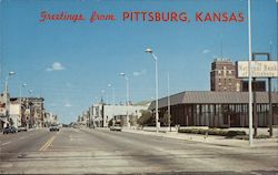 Broadway Street Pittsburg Kansas Postcard Postcard Postcard