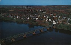 Aerial View across Delaware River Frenchtown, NJ Postcard Postcard Postcard