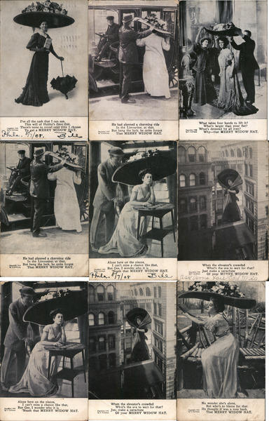 Lot of 27: Merry Widow Hat Postcards