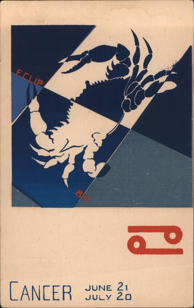 Illustrated crab with the astrological symbol for Cancer