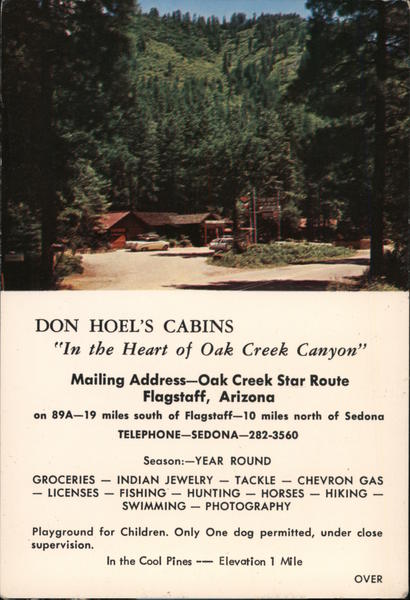 Don Hoel's Cabins in the Heart of Oak Creek Canyon, 1966 Flagstaff Arizona