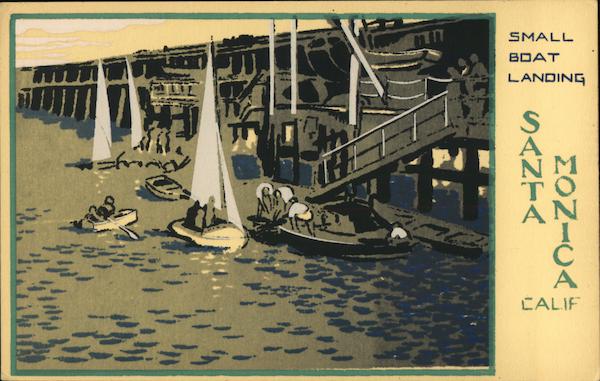 Small Boat Landing Hand Made Serigraph / Silk Screen Santa Monica California