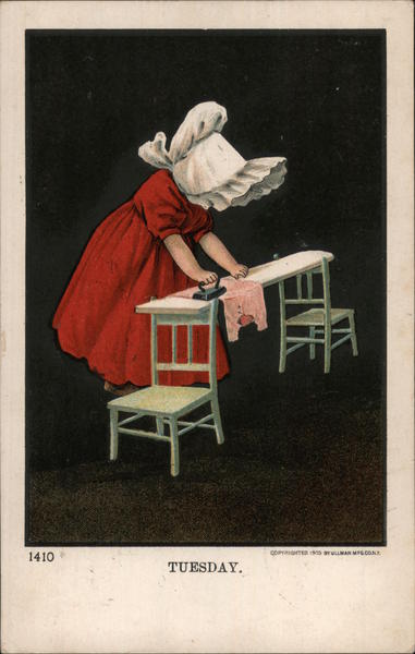 Tuesday is Ironing Day - Sunbonnet Baby Days of the Week