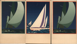 Lot of 3 Serigraph Sailboats Postcard