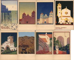 Lot of 8 Malibu, Santa Monica area Serigraph Postcards California Postcard Postcard Postcard