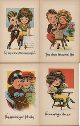 Lot of 4: Couples Caricatures Postcard