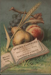 Wanamaker & Brown - Still life with fruit and a book Trade Card