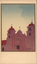 Mission Santa Barbara - Hand Made Serigraph California Postcard Postcard Postcard