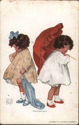 Falling Out, Two Young Girls with Backs to Each Other in Disagreement Children Bessie Collins Pease Postcard Postcard Postcard