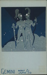 Gemini - An illustration of two twin soldiers Postcard